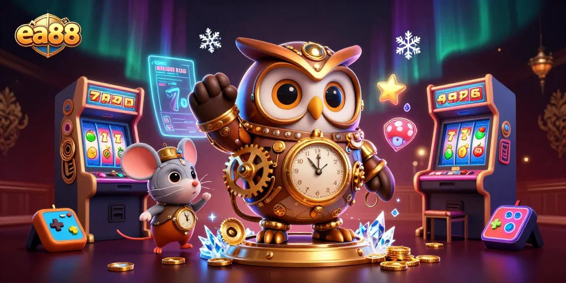 Engage with thrilling casino gameplay at ea88, featuring vibrant slot machines and interactive characters.