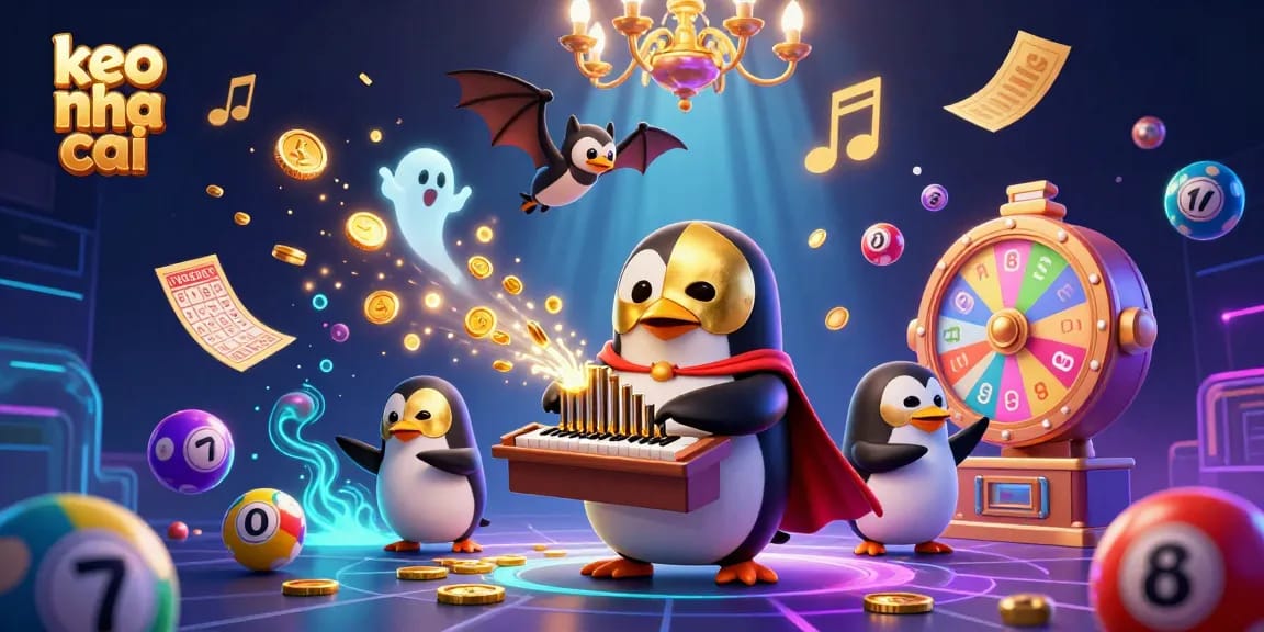 Engage with keo nha cai in lively 3D illustration showcasing a gambling fantasy scene with dynamic lottery elements.