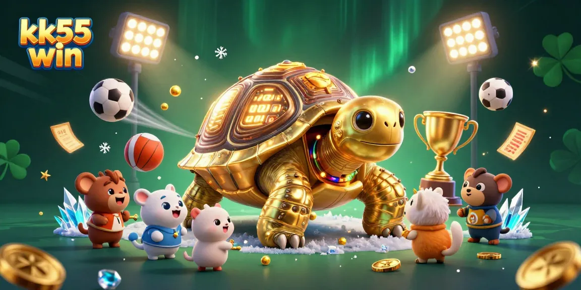 Engage in exhilarating games with kk55 win at the bustling casino, featuring dynamic characters and gold coins.