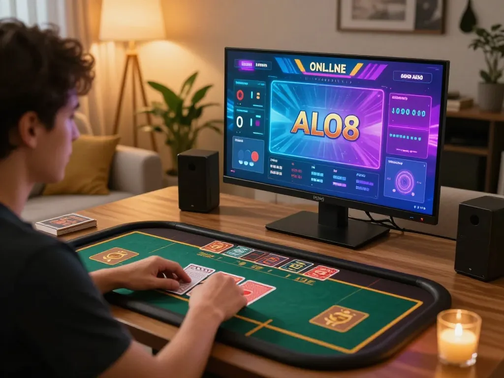 Player engaging with ALO8 gaming app on tablet, focused on strategic gameplay