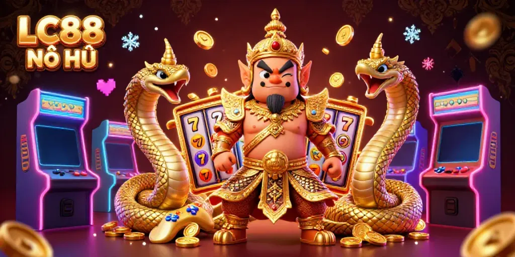 Spin to win at LC88 Nổ Hũ with vibrant colorful slot machines surrounded by enchanting characters.