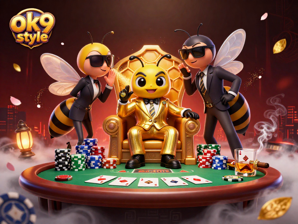 Engage with the vibrant ok9 style casino scene featuring a quirky bumblebee mob boss.