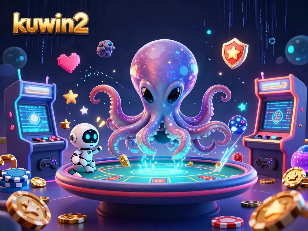 Experience engaging gameplay at kuwin2 with a vivid casino-themed cartoon featuring an alien octopus.