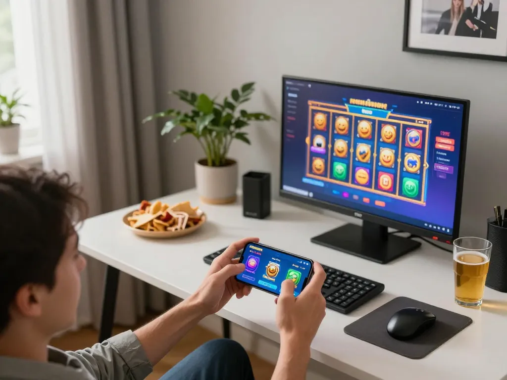 Enjoying dynamic gaming with Fun88 on a smartphone in a cozy home ambiance
