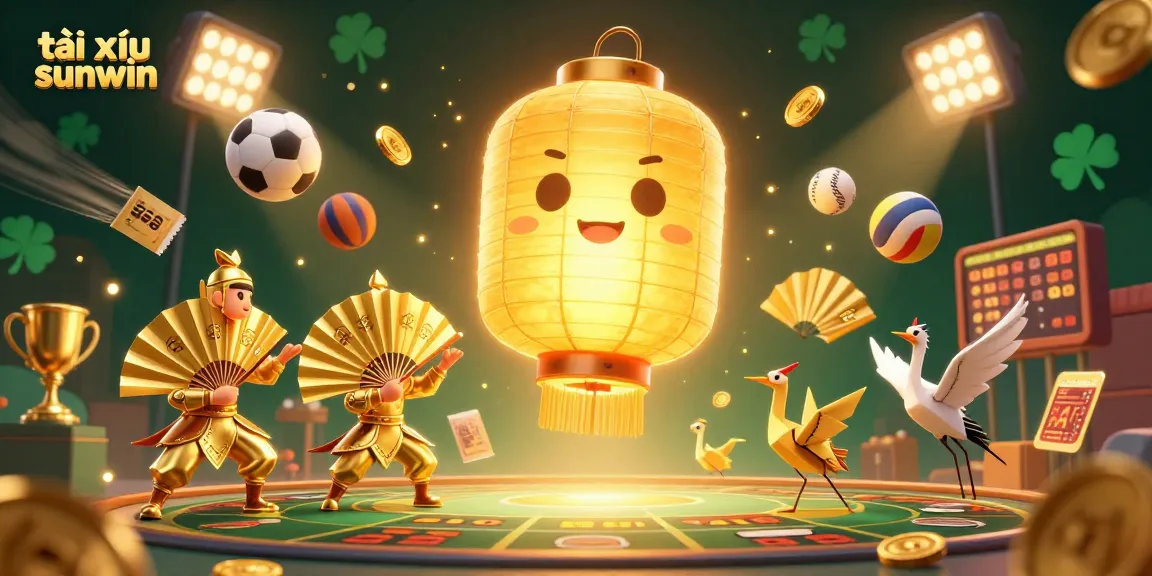 Experience the excitement of tài xỉu sunwin with interactive characters and dynamic elements in this vibrant 3D illustration.