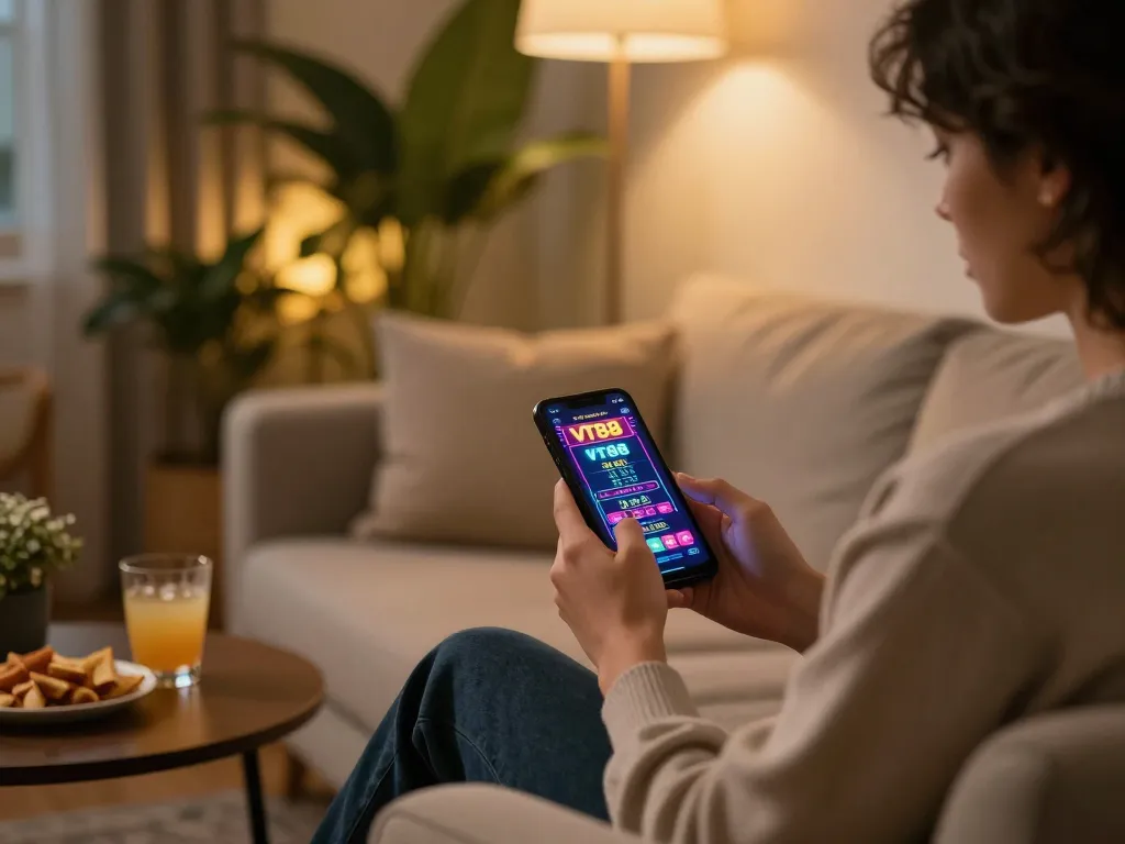 Engaging in mobile gaming with VT88 app showcases a relaxed gambling experience.