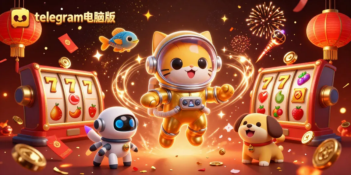 体验刺激的telegram电脑版老虎机,画面展示了一位卡通宇航员和他的机器人狗。