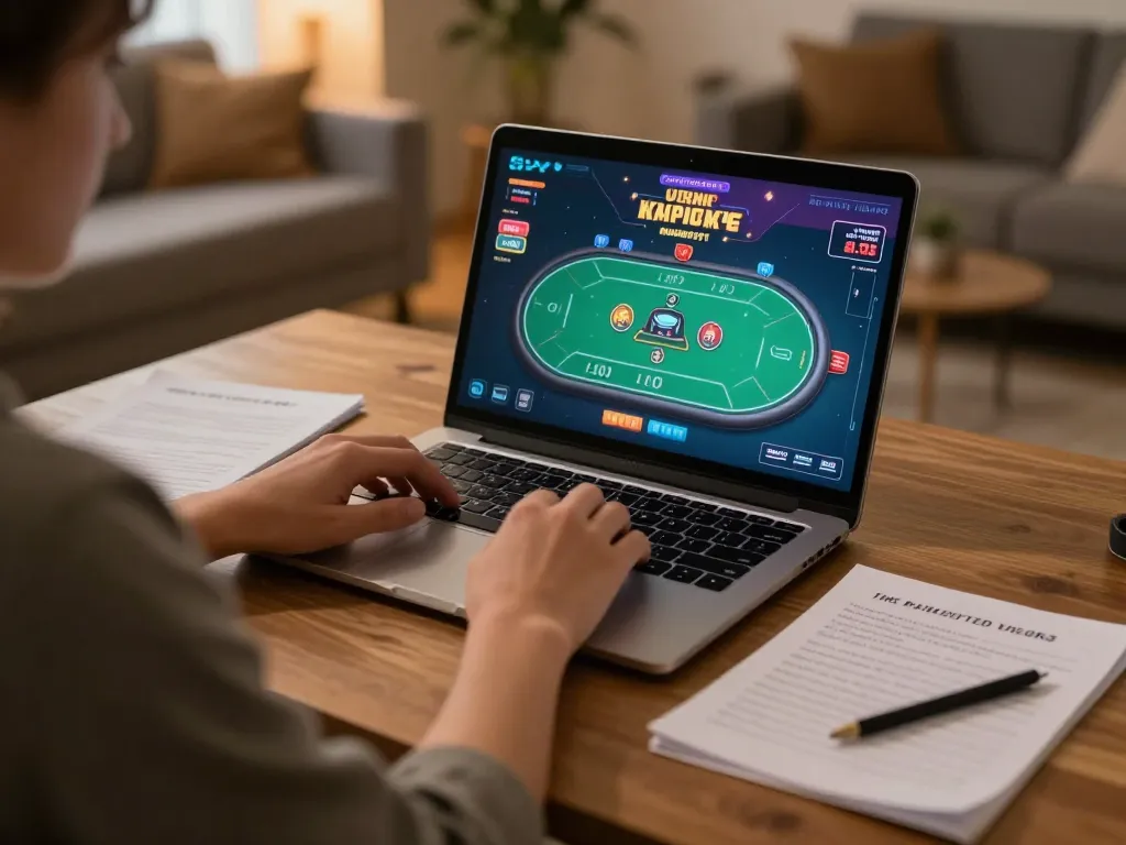 Engaged player strategizing their bets with tr 88 on a laptop in a cozy home setting