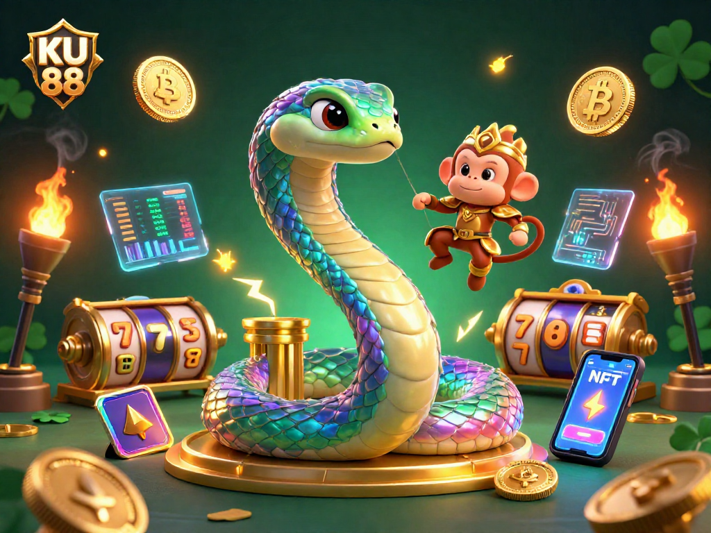 Experience thrilling wins at KU 88 with a vibrant 3D casino scene filled with games and crypto