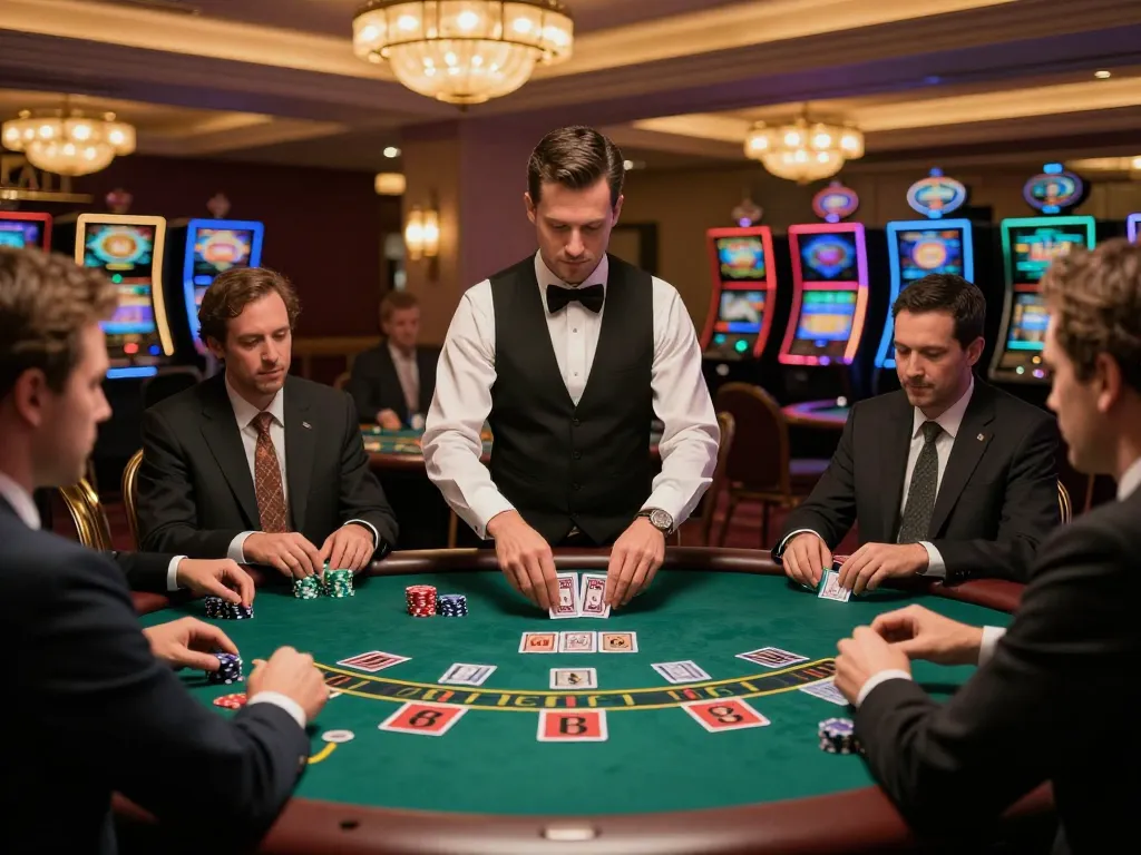 A player at a blackjack table in a luxurious casino, showcasing thrilling gameplay at qrcodegenerator1.