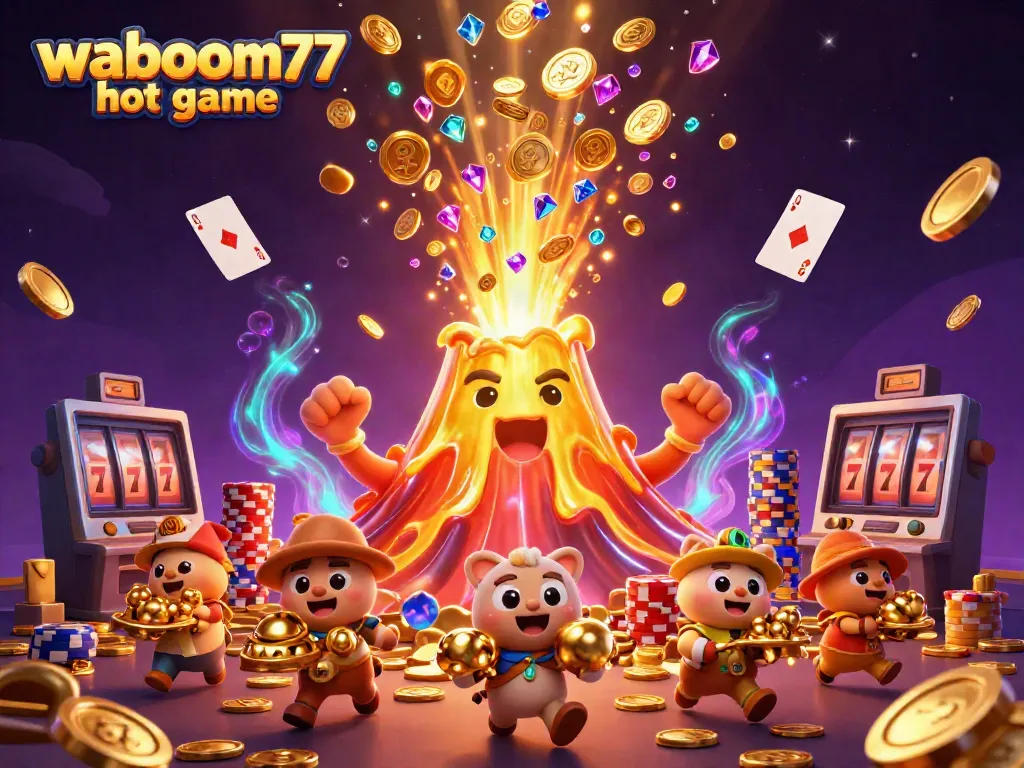 Enjoy the vibrant action of the waboom77 hot game with golden treasures, pokies, and poker elements.