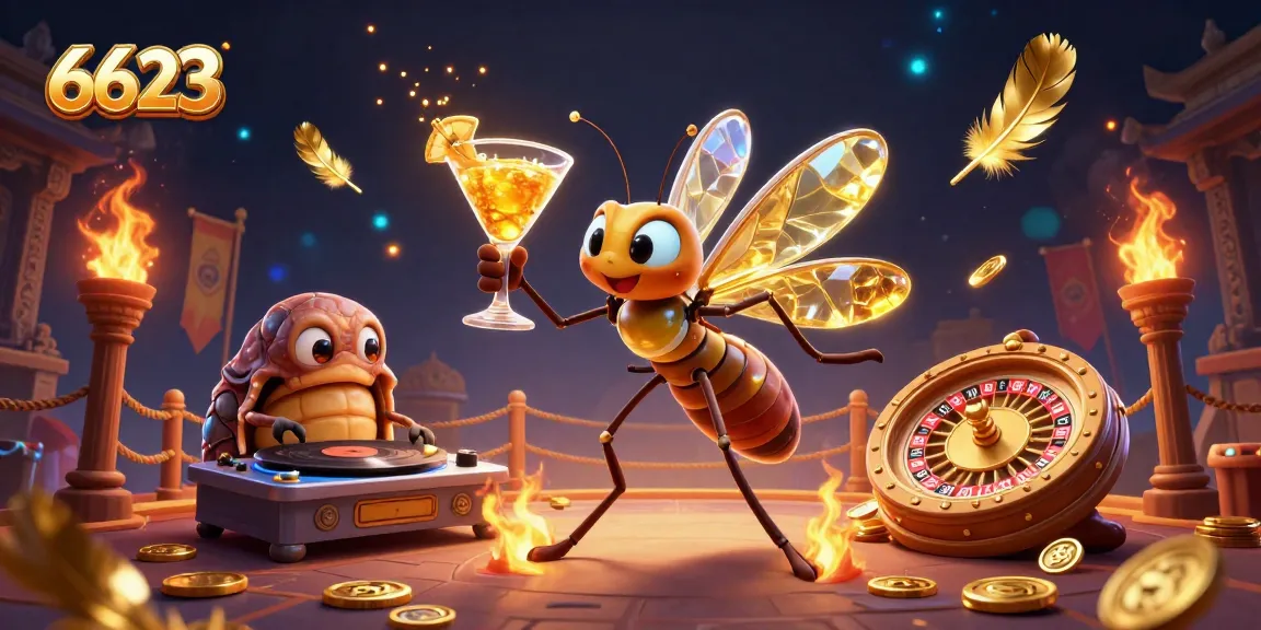 Experience 6623's dynamic casino atmosphere with vibrant characters, golden details, and engaging game elements.