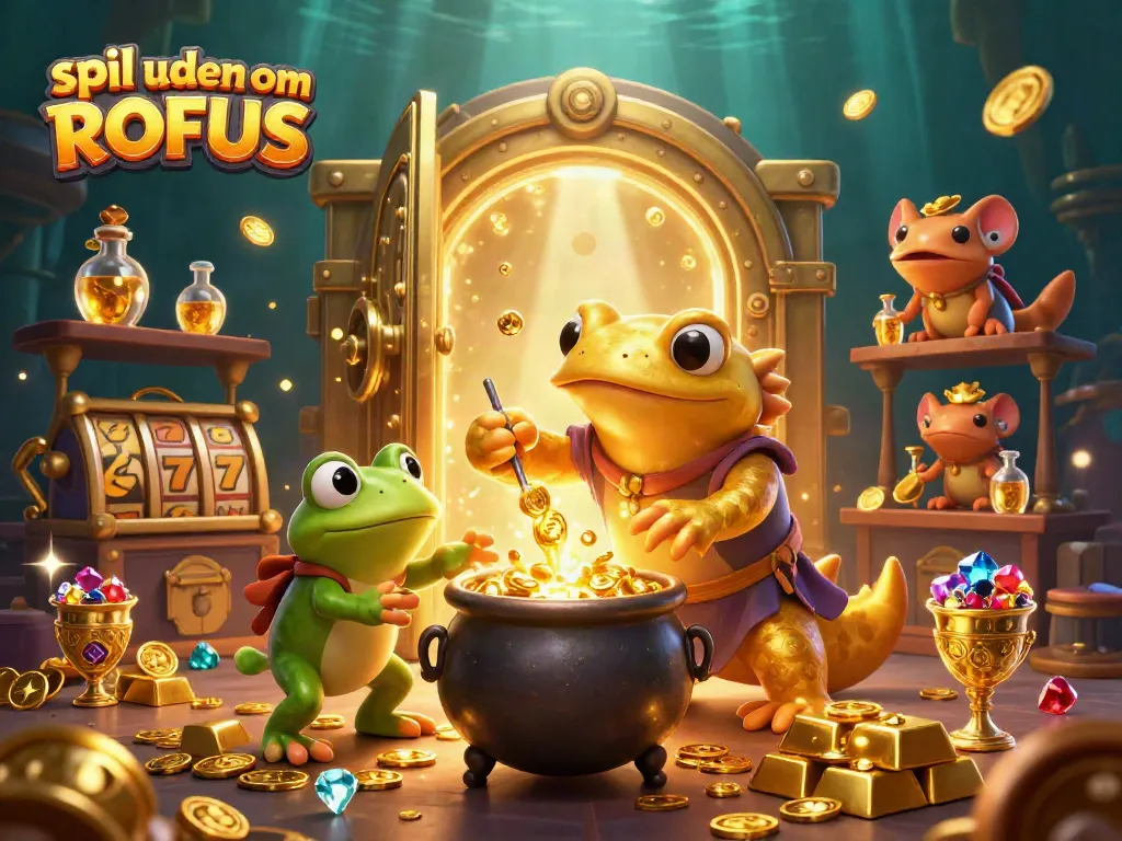 Play at online casinos with ease and fun, featuring spil uden om ROFUS in an enchanting 3D scene.
