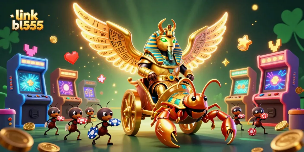 Engage in thrilling action at link bl555, where the golden scarab rides high on jewels amid vibrant gaming excitement.