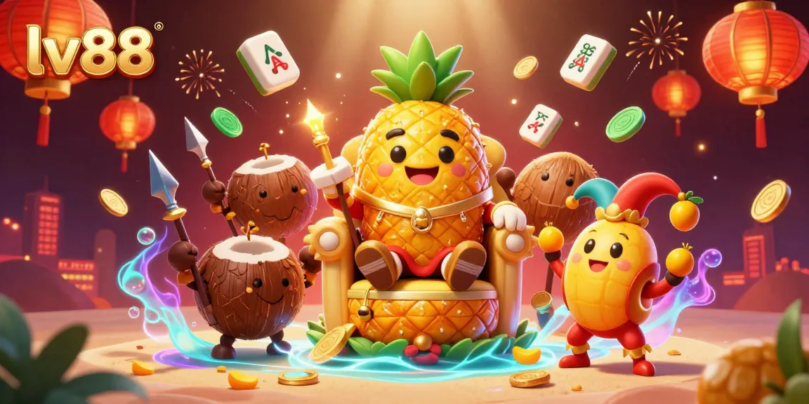 Experience exciting gameplay at lv88 with a vibrant 3D scene featuring a golden pineapple king and dynamic elements.