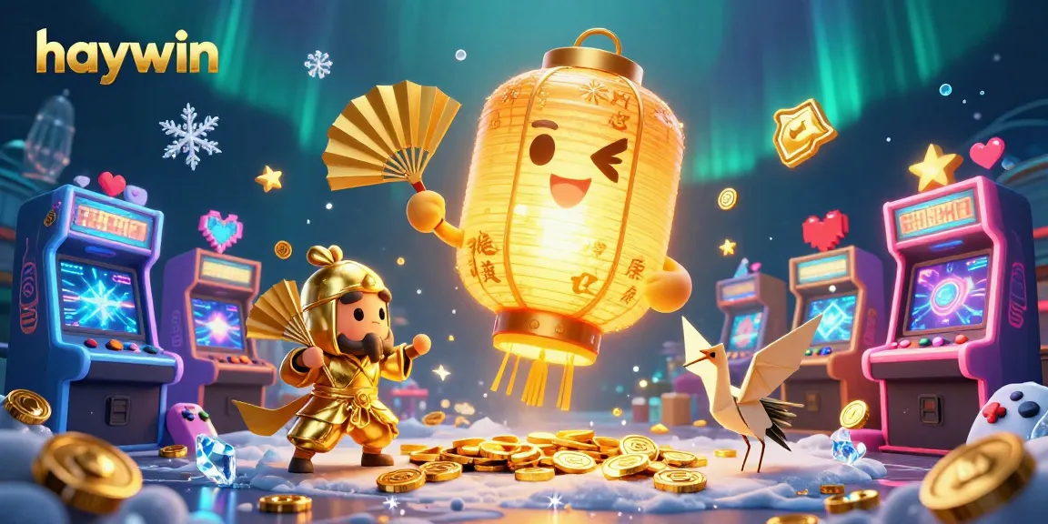 Experience the vibrant world of haywin with glowing spirits and fortune symbols in a casino setting.