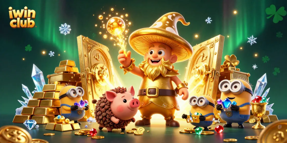 Experience the thrill of iwin club with a magical scene of golden treasures and mystical characters.