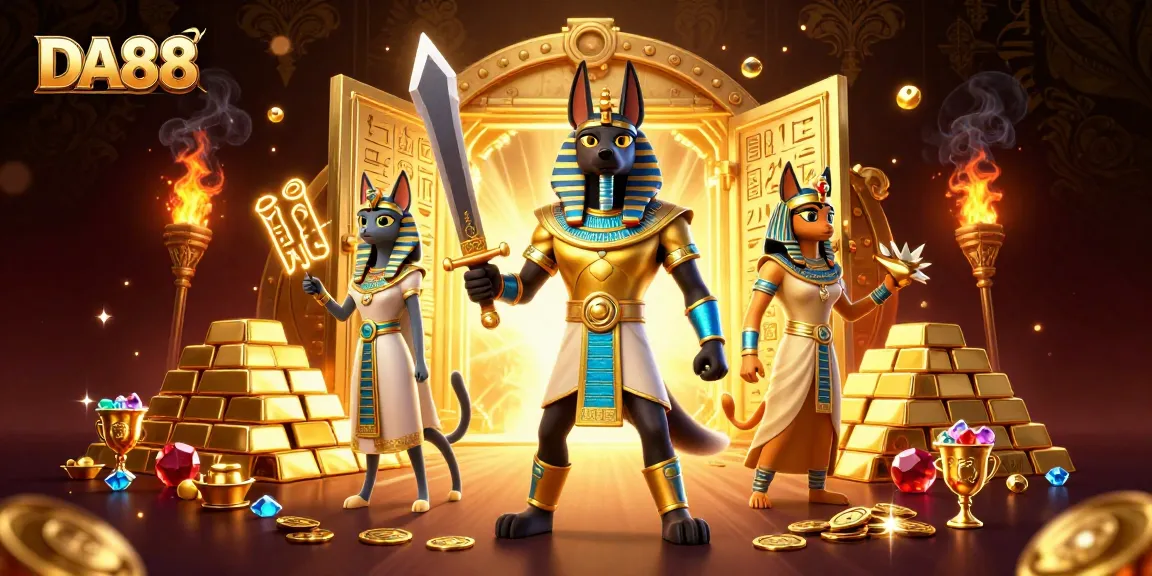 DA88 immerses players in a vibrant casino world filled with ancient treasures and glowing hieroglyphs.