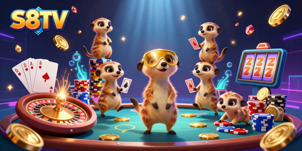Experience the thrill of S8TV's dynamic gambling scene with meerkats operating the casino.
