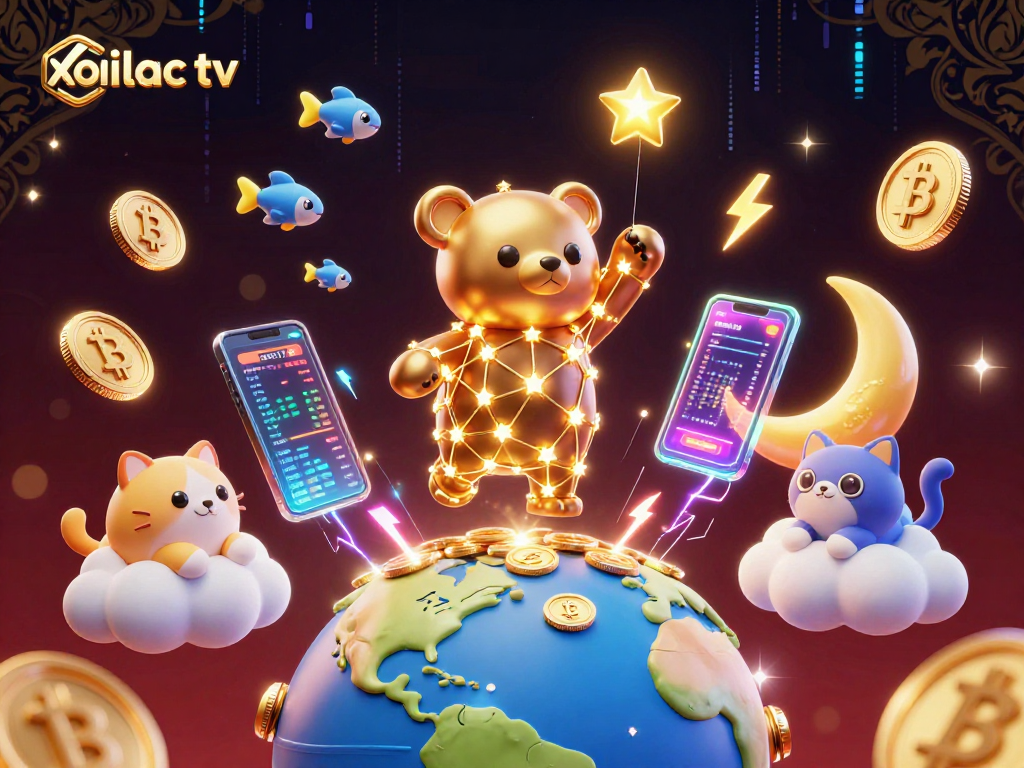 Engage with xoilac tv in this vibrant 3D casino scene featuring a constellation bear.