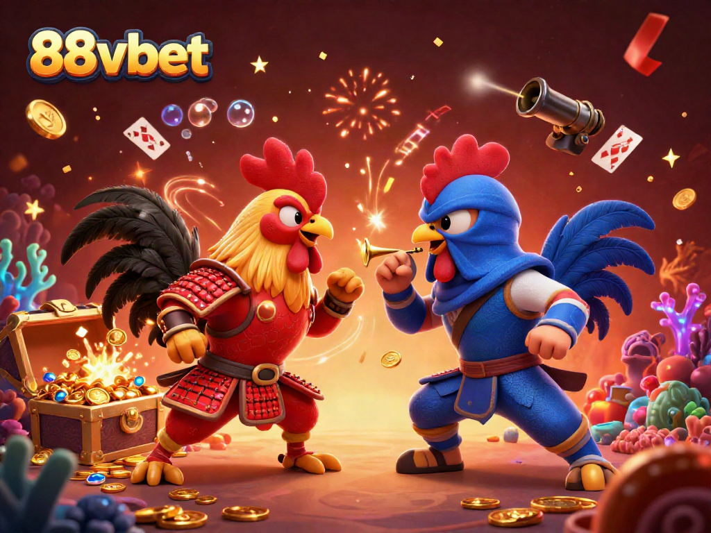 Experience thrilling gameplay dynamics at 88vbet with fighting roosters and vibrant casino elements.