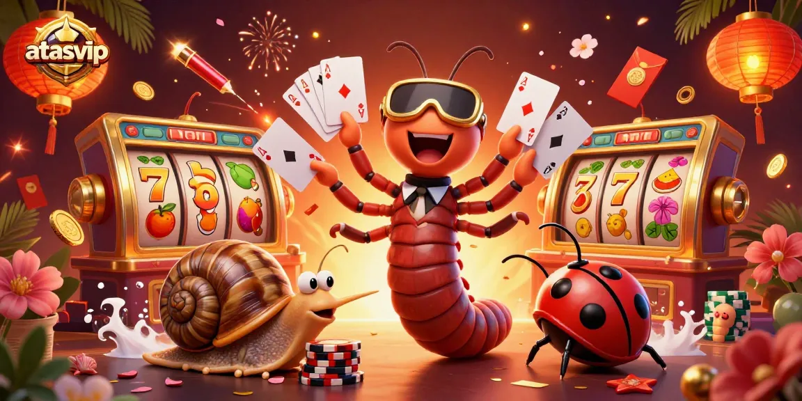 Enjoy thrilling slots at atasvip with a vibrant 3D casino scene featuring lively characters and rich game elements.