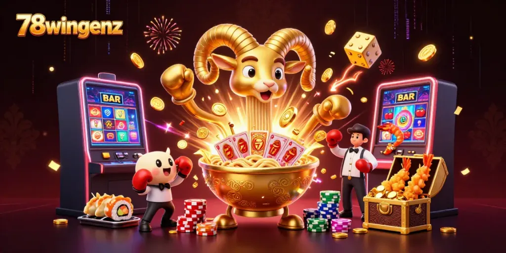 Experience thrilling casino excitement with 78wingenz's dynamic characters and vibrant slot game elements.