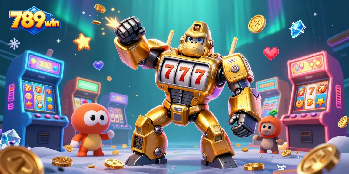 Join the excitement at 789win where golden gorillas and slot machines create a thrill!