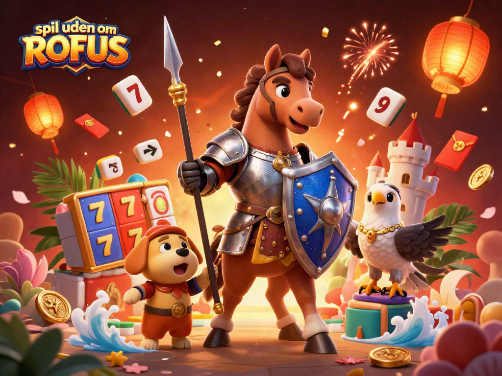 Experience spins at spil uden om ROFUS with a festive 3D casino scene filled with exciting game elements.