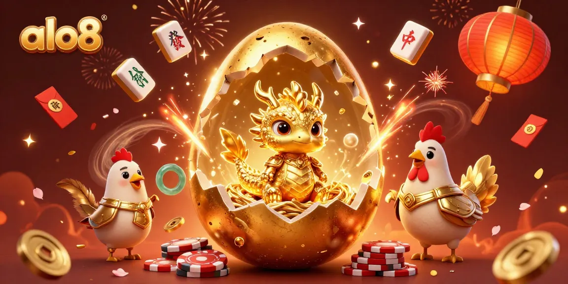 Players enjoy thrilling games at alo8's vibrant casino environment with golden dragon and festive elements.
