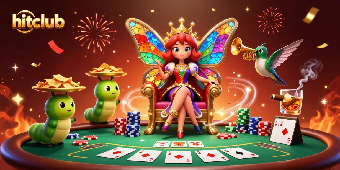 Experience the excitement of hitclub with colorful poker elements and magical energy.