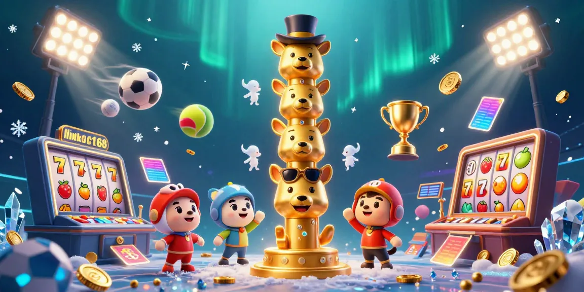 Experience the excitement of link dự phòng c168 with vibrant casino elements and dynamic 3D totem characters in this immersive illustration.