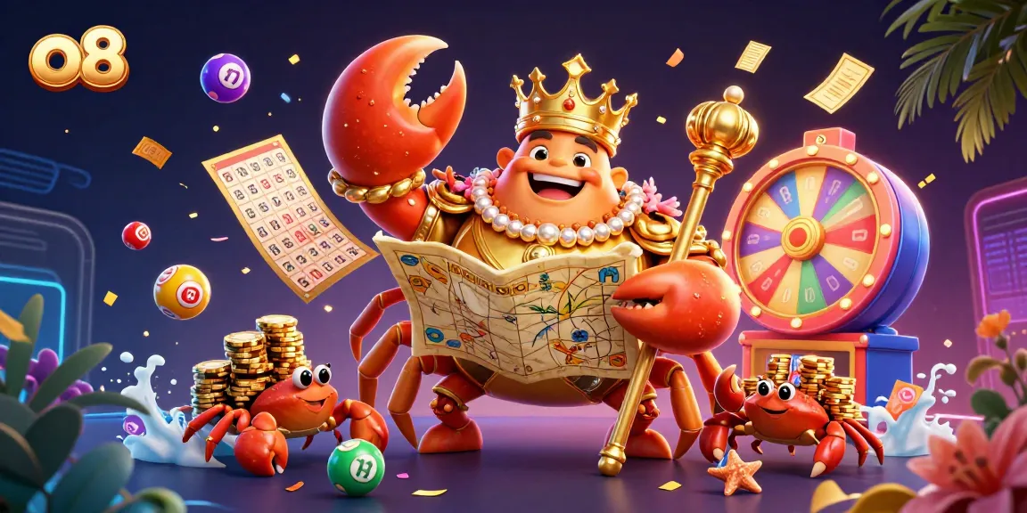 Experience gaming excitement with O8's vibrant lottery scene featuring dynamic characters and elements.