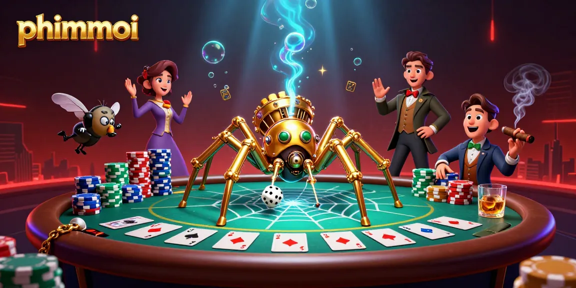 Catch winning opportunities in phimmoi-themed casino adventures, featuring steampunk elements and vibrant poker scenes.