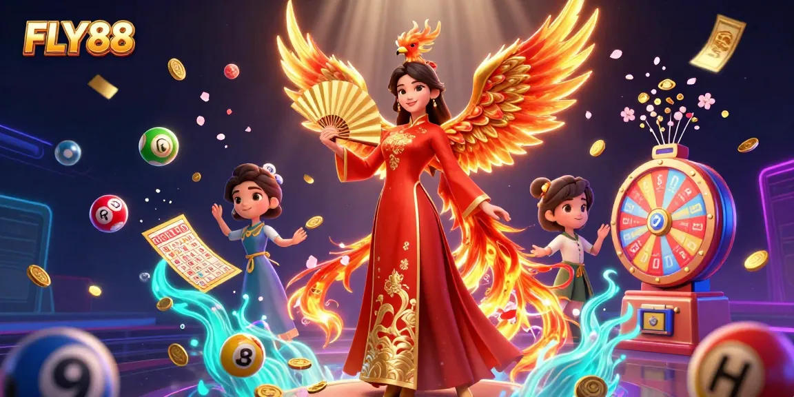 FLY88 players enjoy winning opportunities in colorful, immersive 3D casino illustration.