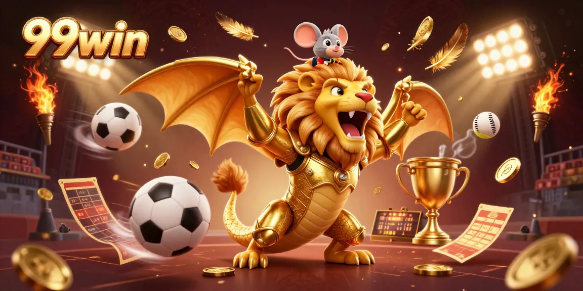 Bet on thrilling sports with 99win, showcasing a vibrant 3D illustration of exhilarating gameplay.