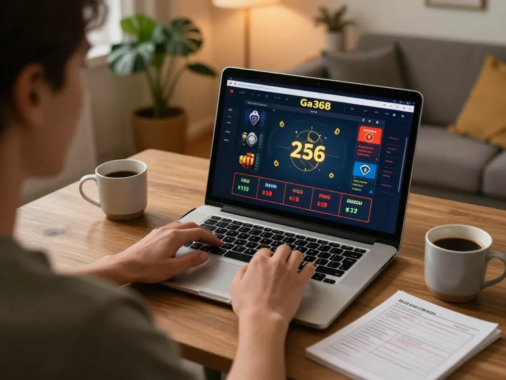 Engaging in a live dealer game on Ga368 while strategizing betting options with notebook open nearby.