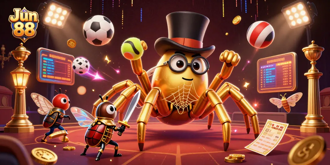 Engage with Jun 88's exciting online casino offerings featuring dynamic characters and vibrant casino elements.