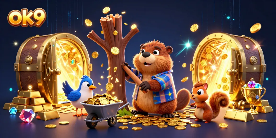 Spin to win with ok9’s vibrant casino experience featuring treasure and whimsical characters.