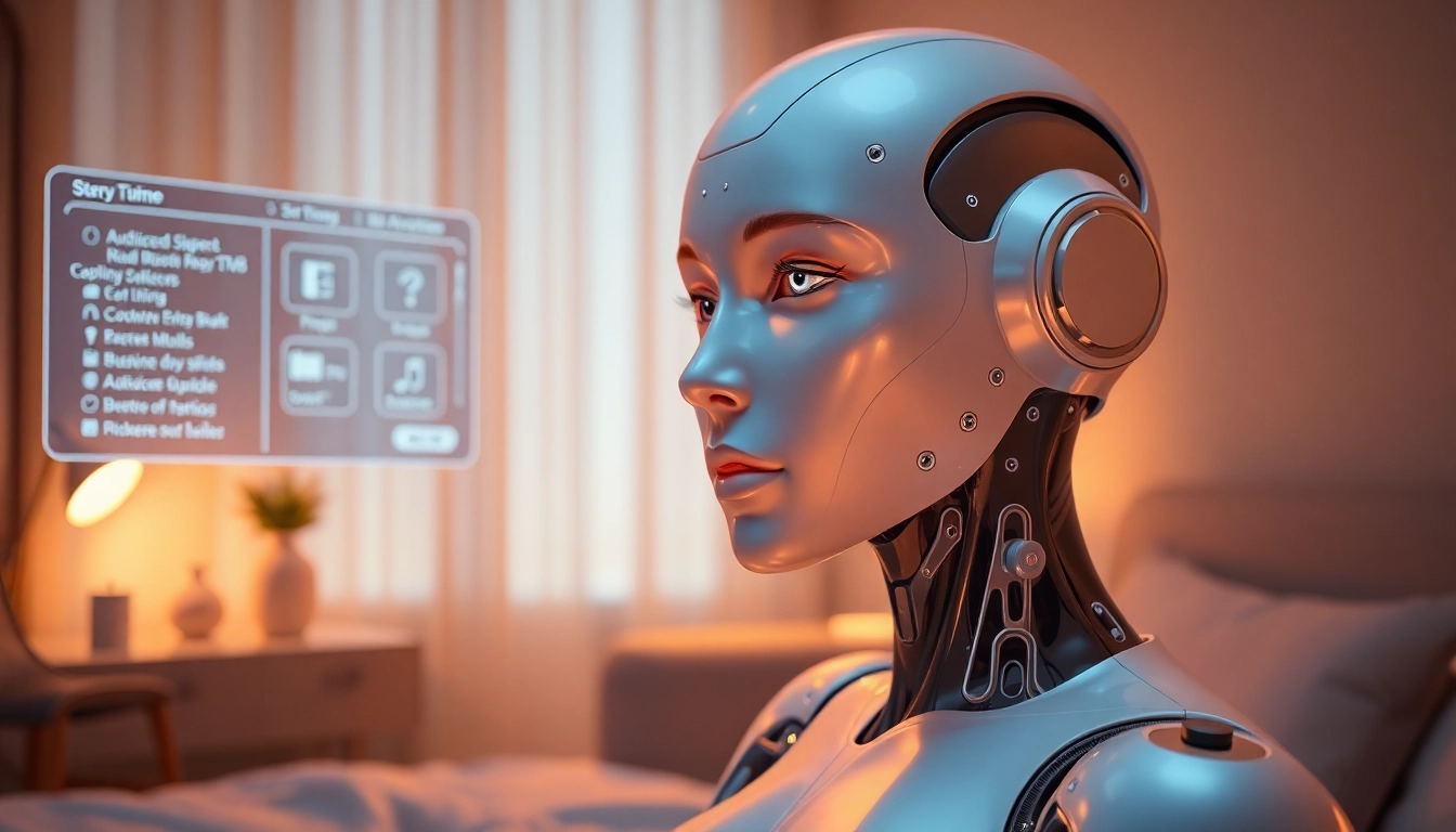 Realistic humanoid sex bot in a modern bedroom, representing advanced AI technology.