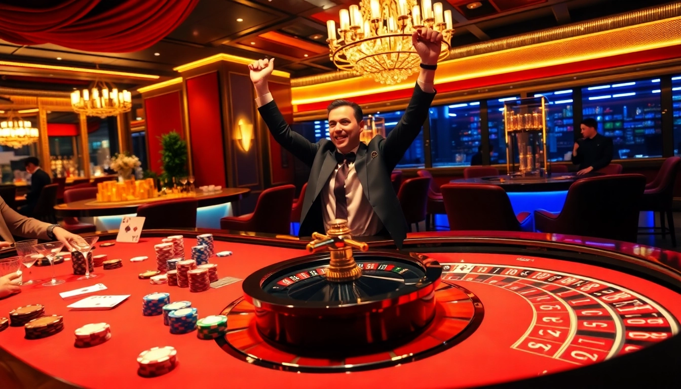 Players enthusiastically engaging with Link vào lu88 at a luxurious casino table.