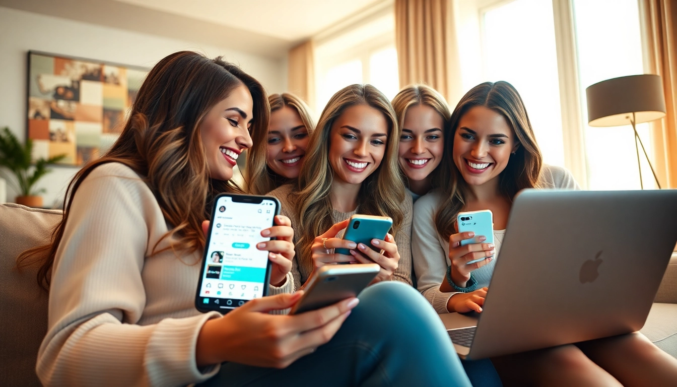 Engaging scene of Svenska Nudes models interacting with fans online.