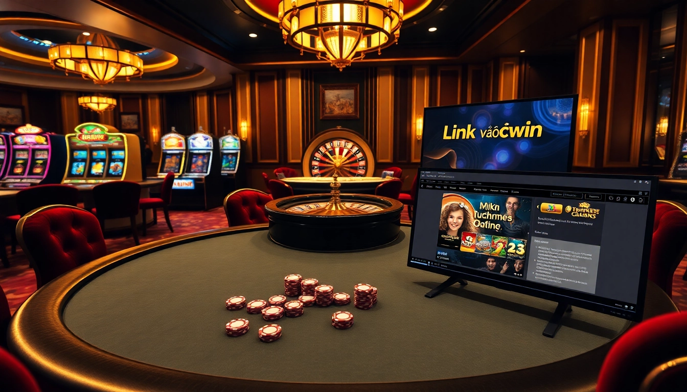 Link vào cwin for an exciting poker game at a luxurious casino setting.